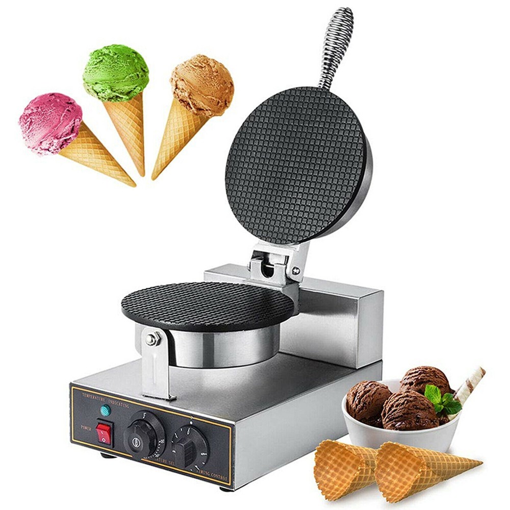 110V Ice Cream Cone Maker Machine Non-stick Egg Roll Maker Waffle Cone Baker