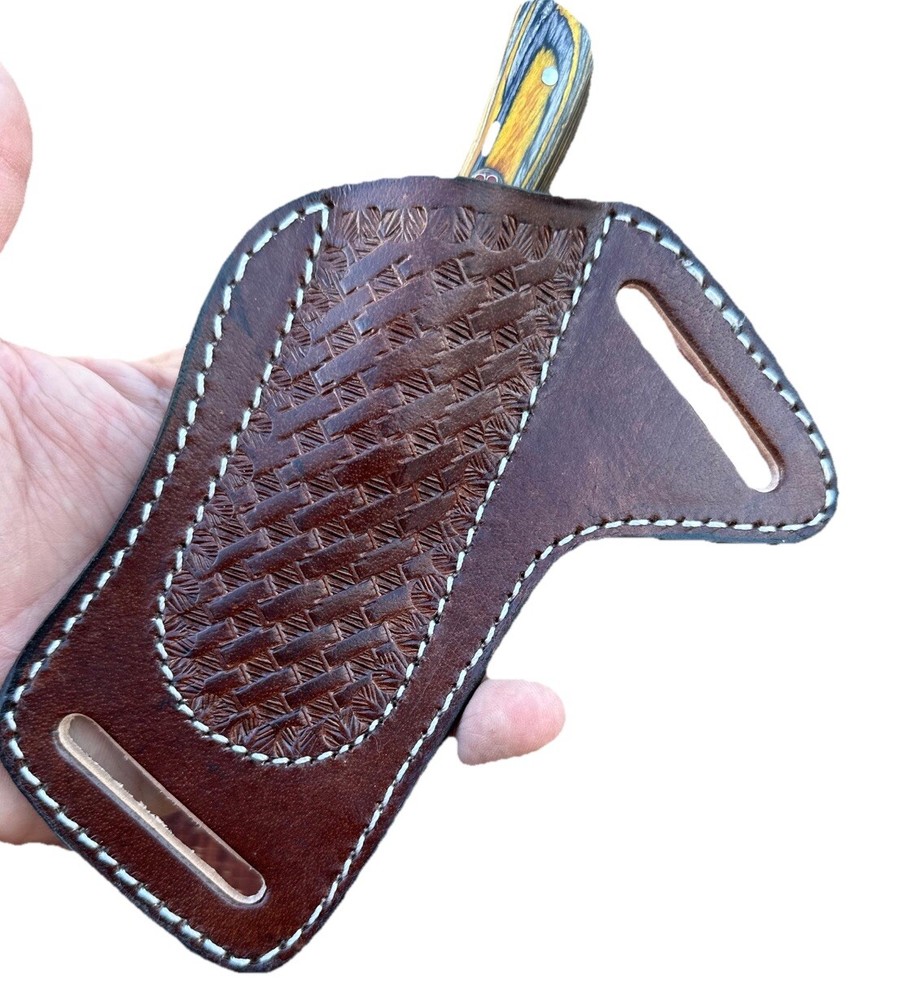 Leather Sheath Fix Blade Knife Belt Tool Carry Case - Folding Blade Pocket Knife