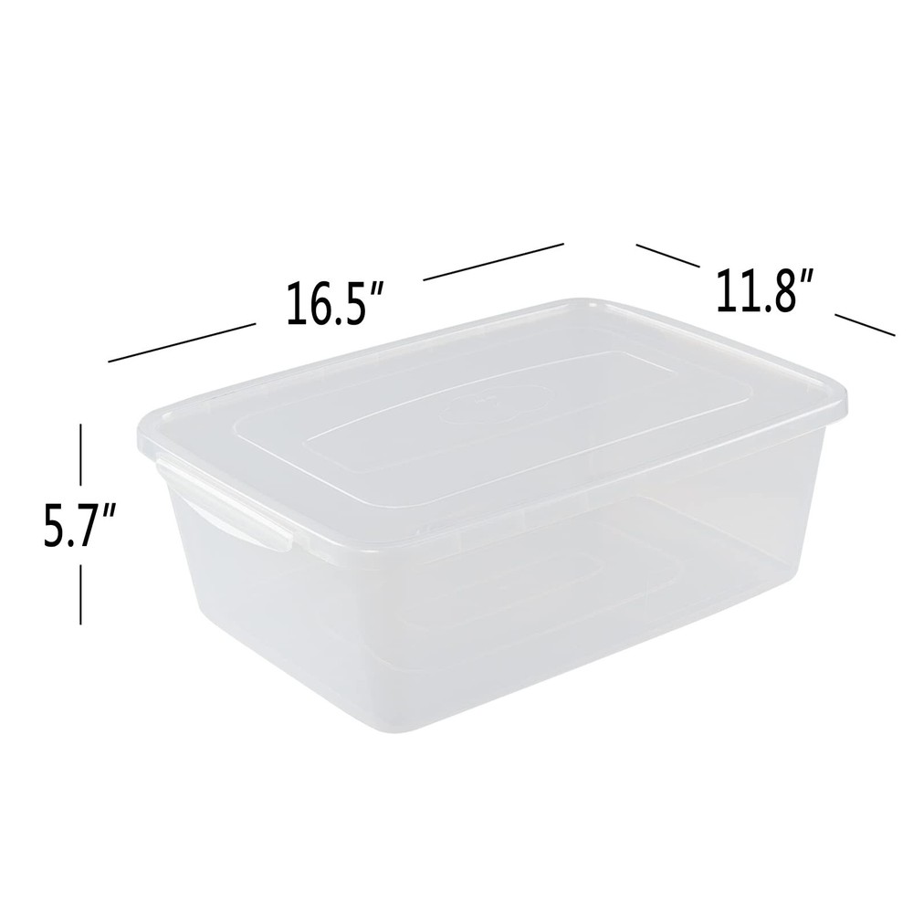 16 Quarts Clear Storage Container with Lid, Plastic Shoe Box Latch Boxes set ...