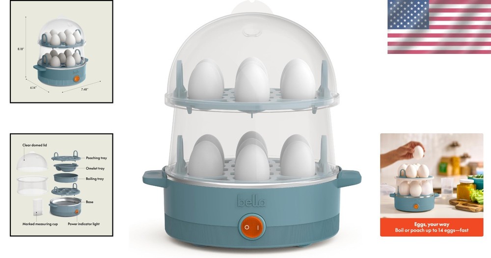 Electric Egg Cooker, 14 Eggs Capacity Tray, Double Stack, for Poached, Scrambled
