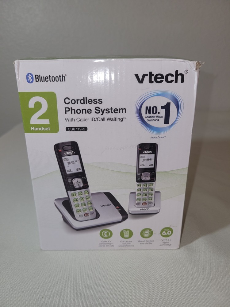 VTech 2 Handset Cordless Phone System - Bluetooth - CS6719-2. New Open Box