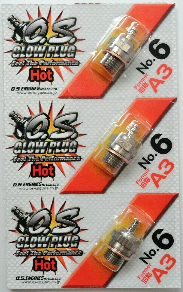 OS No.6 #6 A3 Hot Nitro Glow Plug - 3 Pack