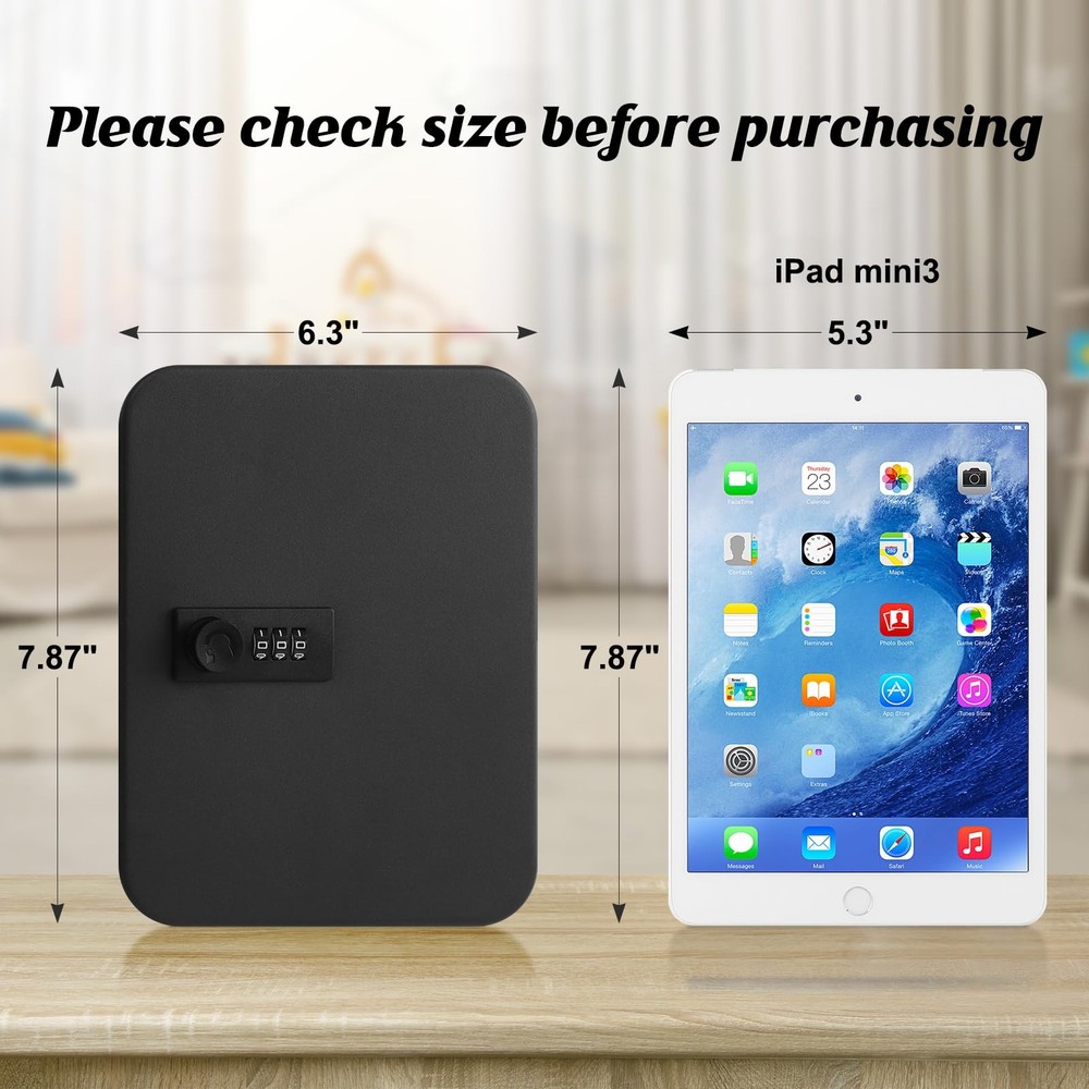 20 Key Storage Lock Box with Code, Key Cabinet Organizer Wall Mount with Comb...