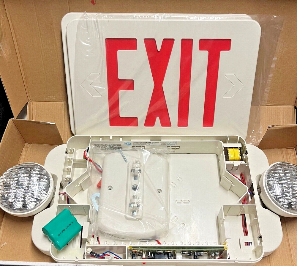 Emergency Light Exit Sign 1-Pack Exit Combo with Battery Backup Store Retail