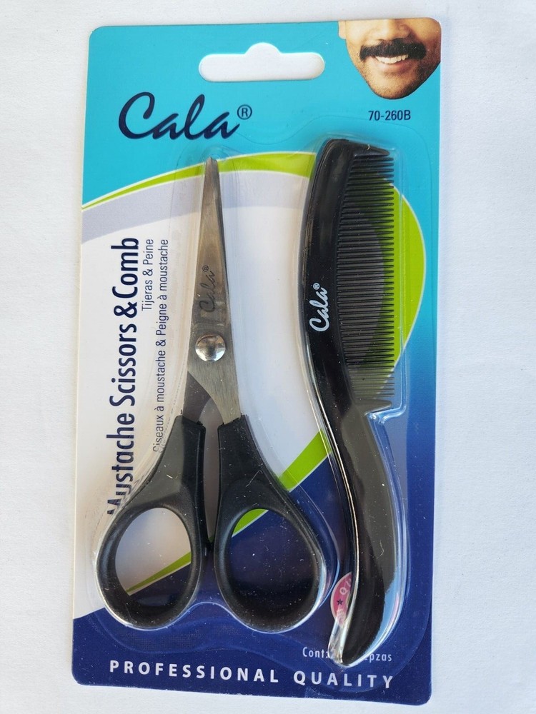 CALA MUSTACHE SCISSORS & COMB QUALITY IMPLEMENT NEW SEALED