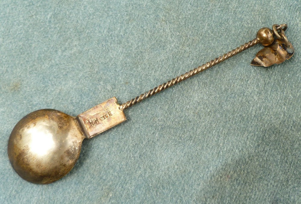 Norwegian Silver Birch Leaf Spoon HH 830S Twist Handle Norway