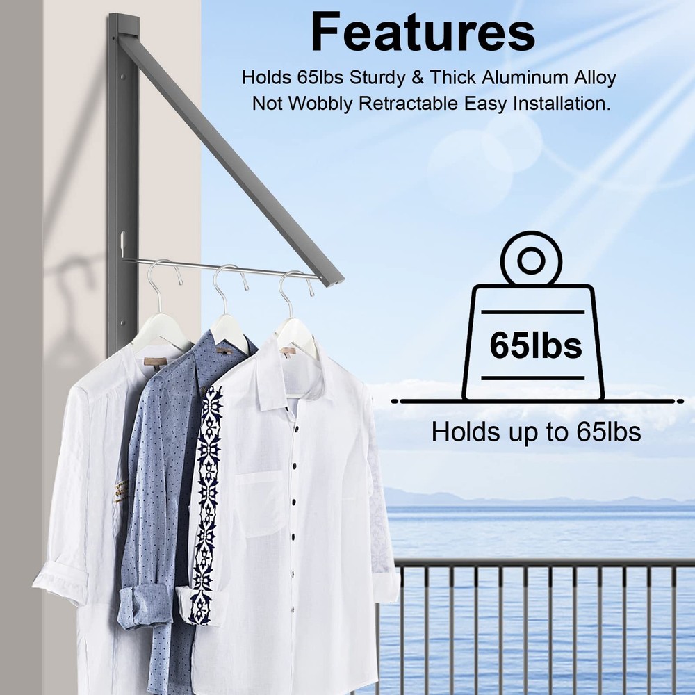 Ithywat Retractable Clothes Drying RackSpace Saver Wall Mounted Folding Hange...