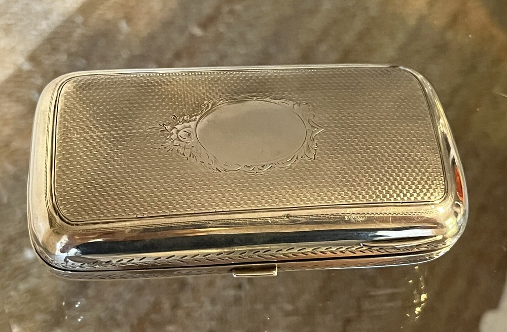 George Unite Sterling Silver Box Case Birmingham 1878 Engine Turned No Monogram