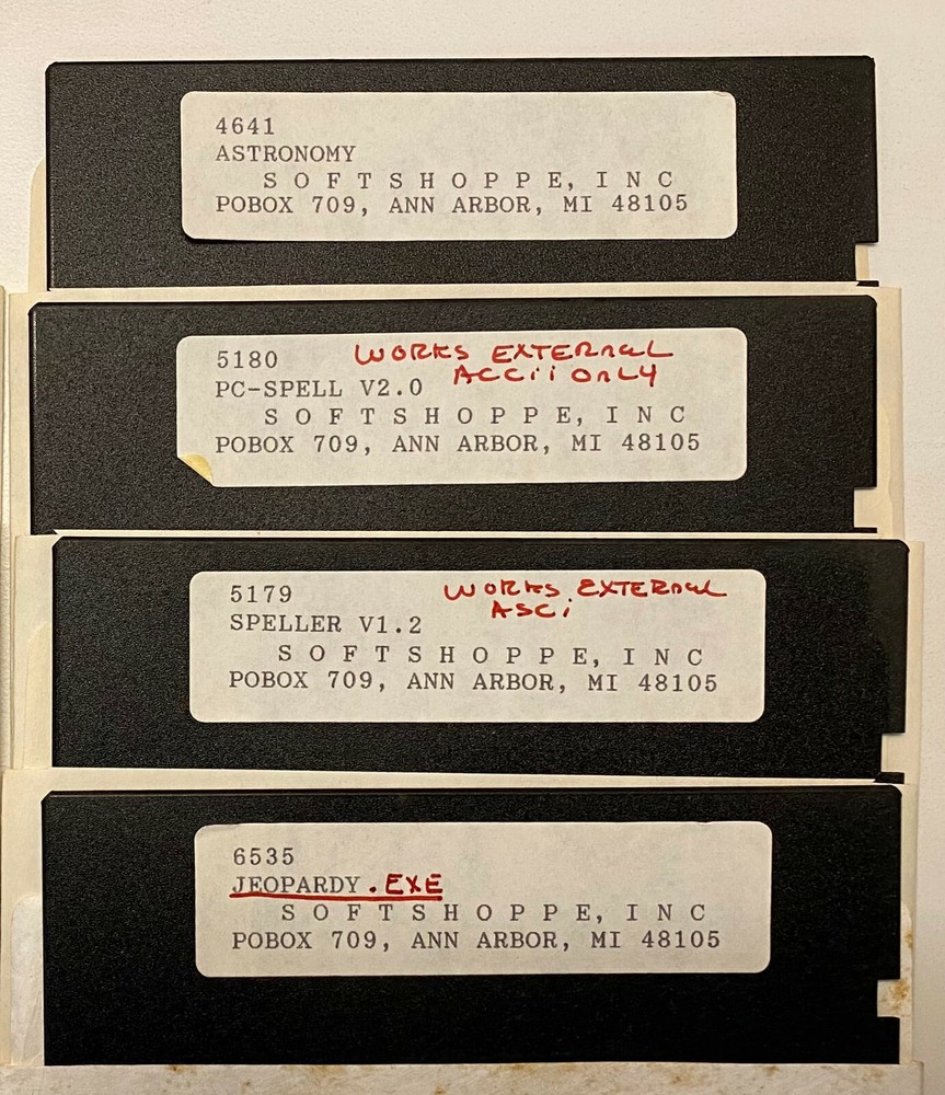 28 Vintage Softshoppe Shareware Programs on 5-1/4 Disks Utilities Games Other