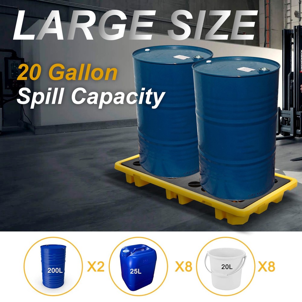 Spill Deck, 30 Gal Spill Capacity, 2 Drums, 5000 Lb Load