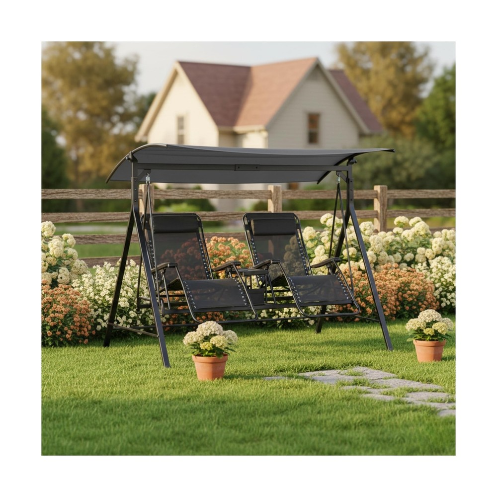 RipLock 350 Replacement Canopy for Zero Gravity Two Person Swing Slate Gray