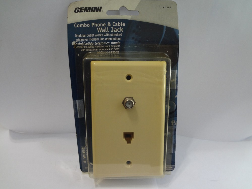 Gemini Combo Phone & Cable Wall Jack  TA59 - Almond