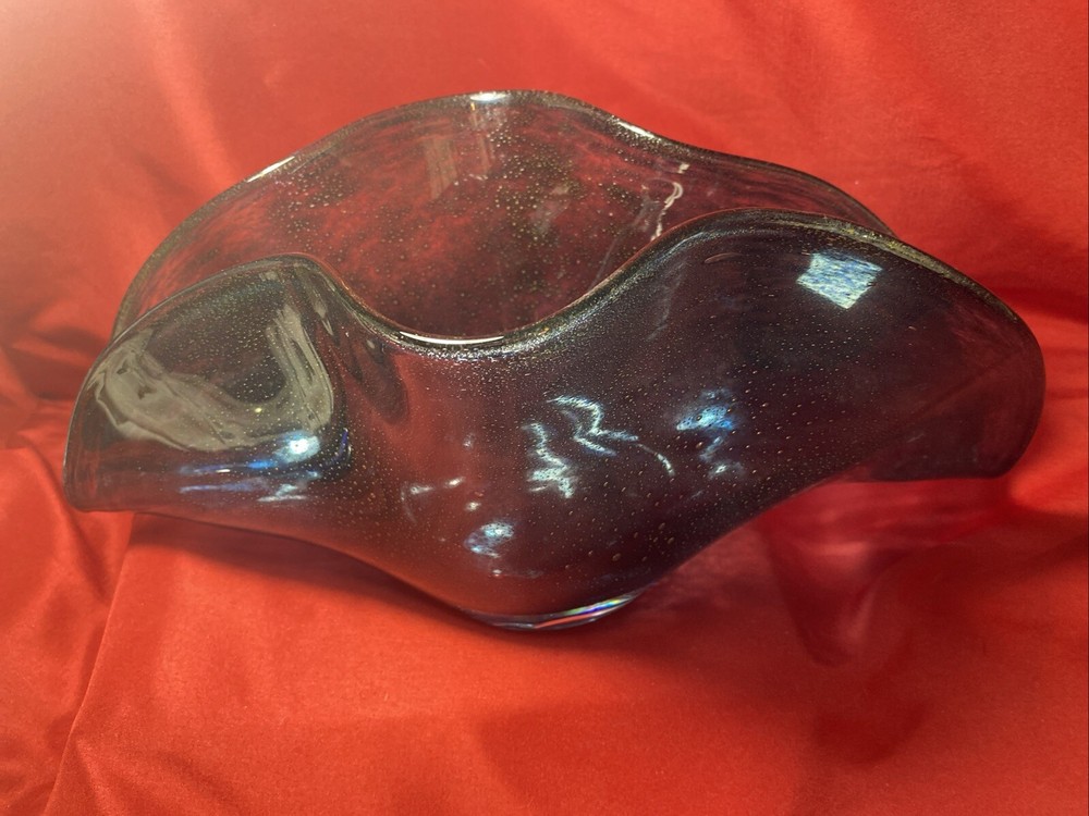 Blue Wavy Hand Made Bubble Vase