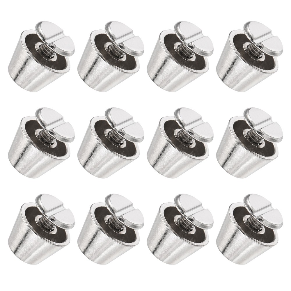 Screw Back Stud Spike (10x7mm) 12pcs, Flat Head Stud Rivets Silver Tone