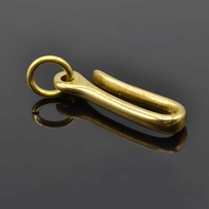 2 Size Retro Solid Brass KeyChain Key Ring Belt U Hook Wallet Chain Fish Hook C