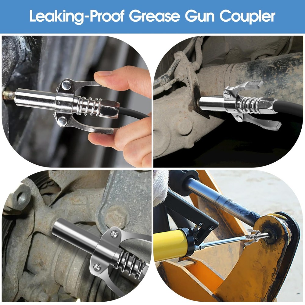 Grease Gun Coupler Double Handle Quick Lock Release Grease Tip End Coupler