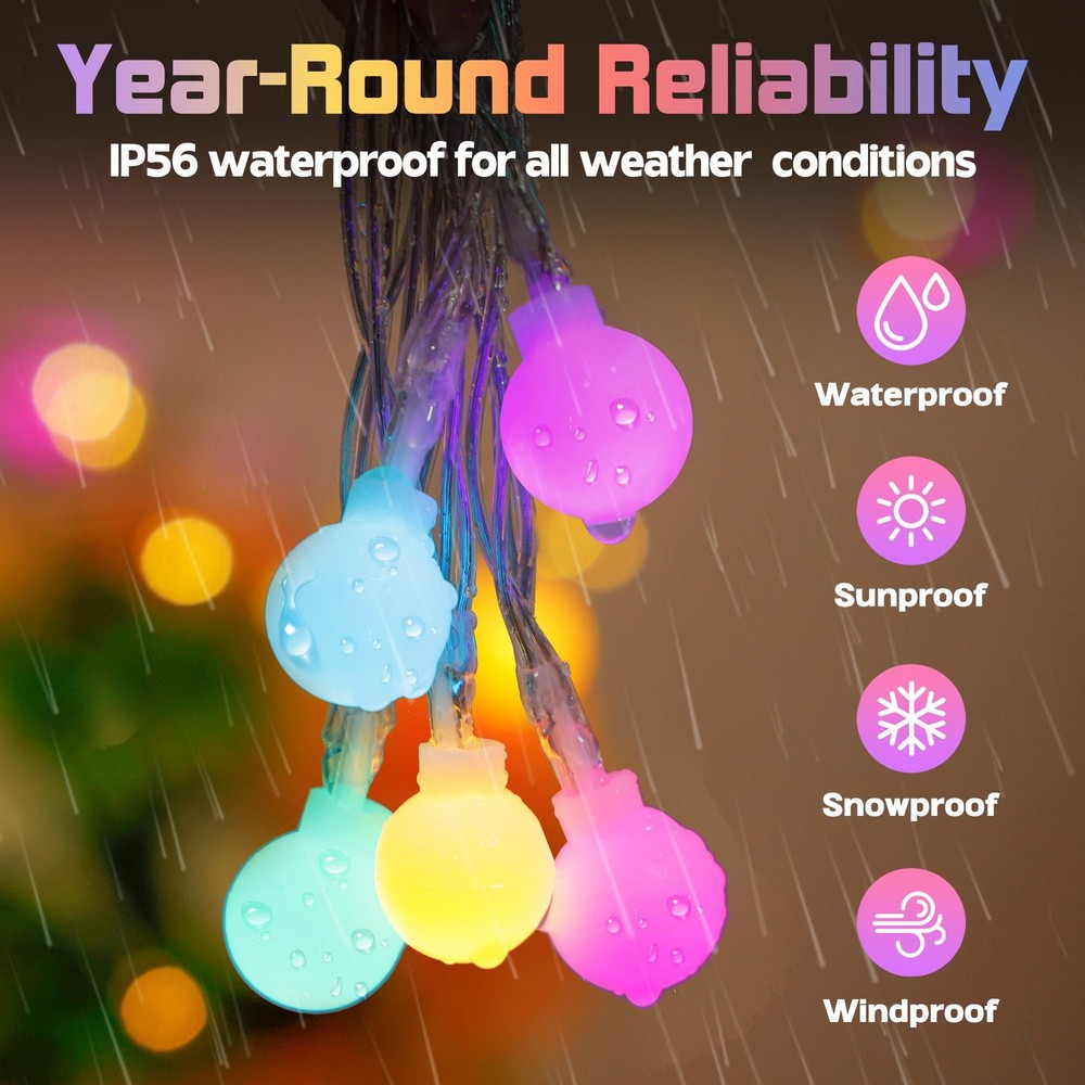 50 LED Globe String Lights 16.4FT Pastel Easter 8 Modes Timer Waterproof Garland