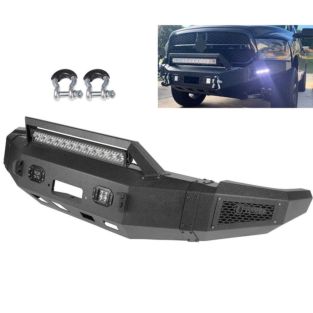 Front Bumper Ram 2500 3500 2010-2018 Winch Plate D-ring LED Lights