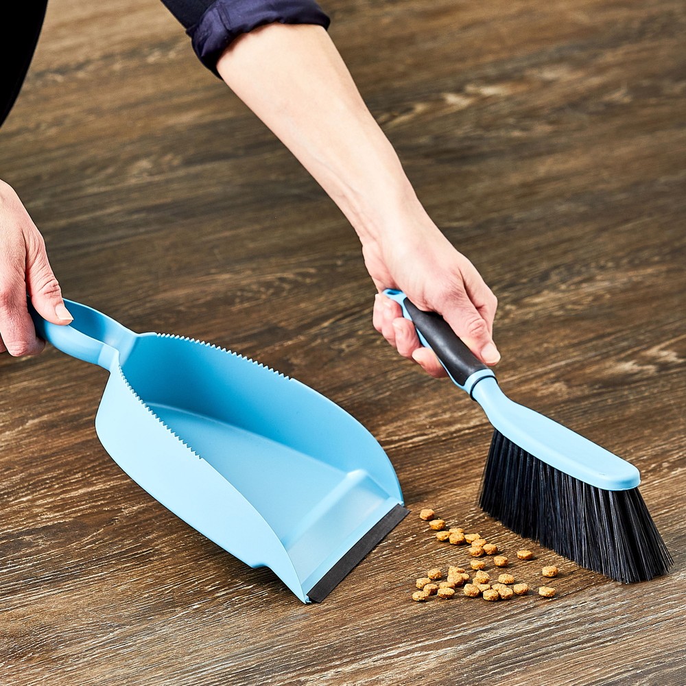 Great Value Dust Broom & Dustpan, Blue