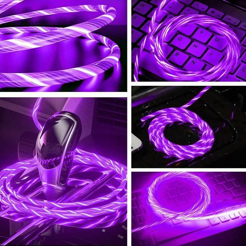 LED Light Up Charging Charger Cable USB Data Cord iPhone Android Type C Phone