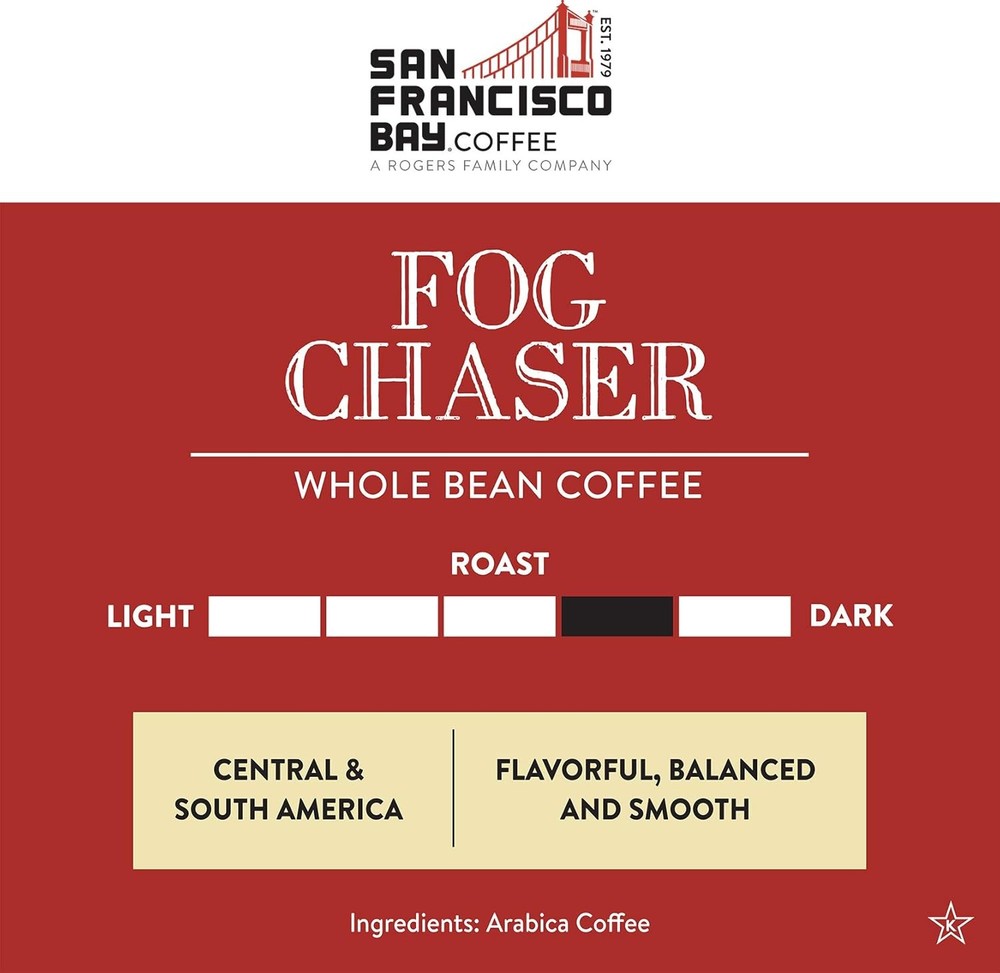 Fog Chaser Coffee Beans w/ Medium Dark Roast & Smooth Finish (2lb)