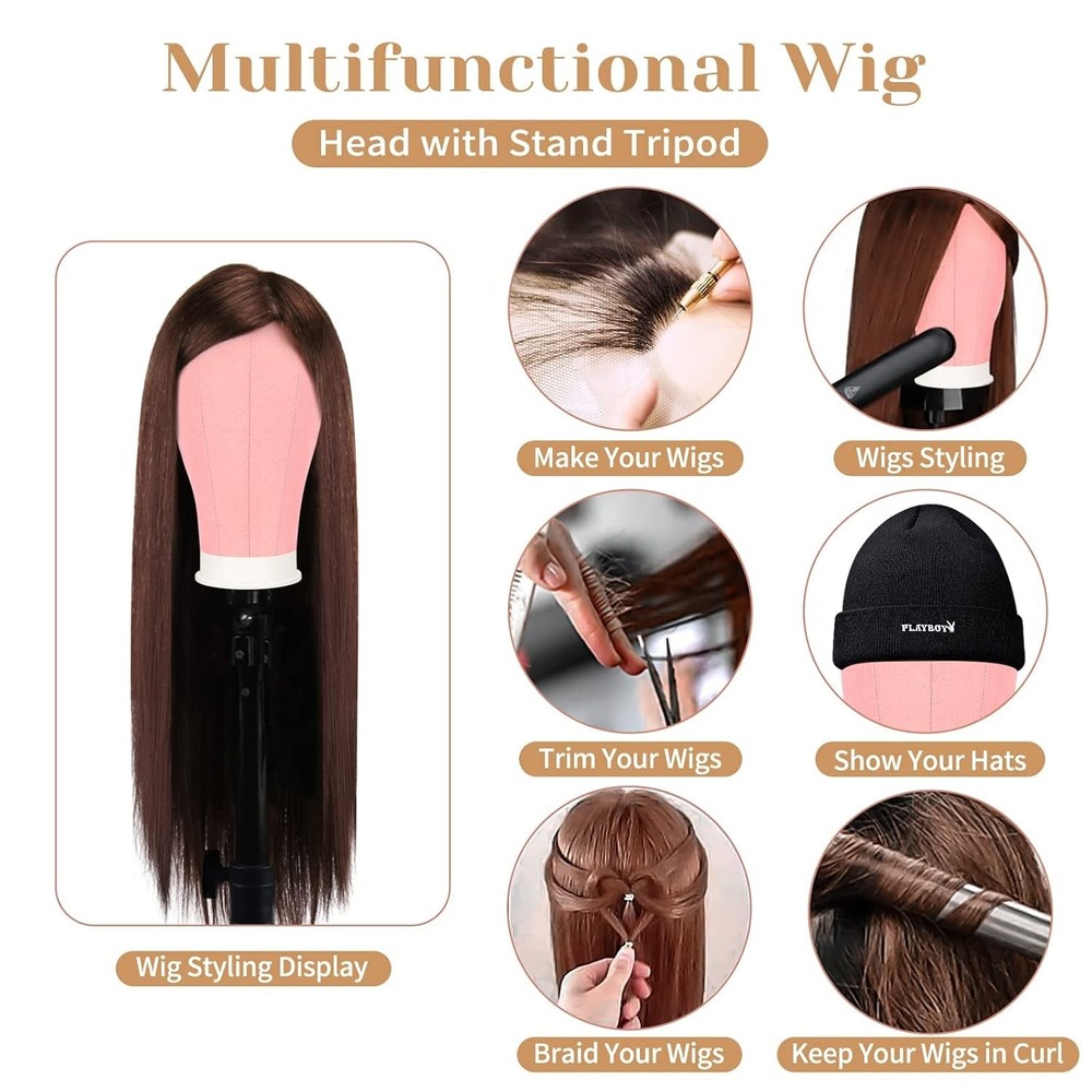 Wig Stand Tripod with Mannequin Head Kit for Styling Making Display