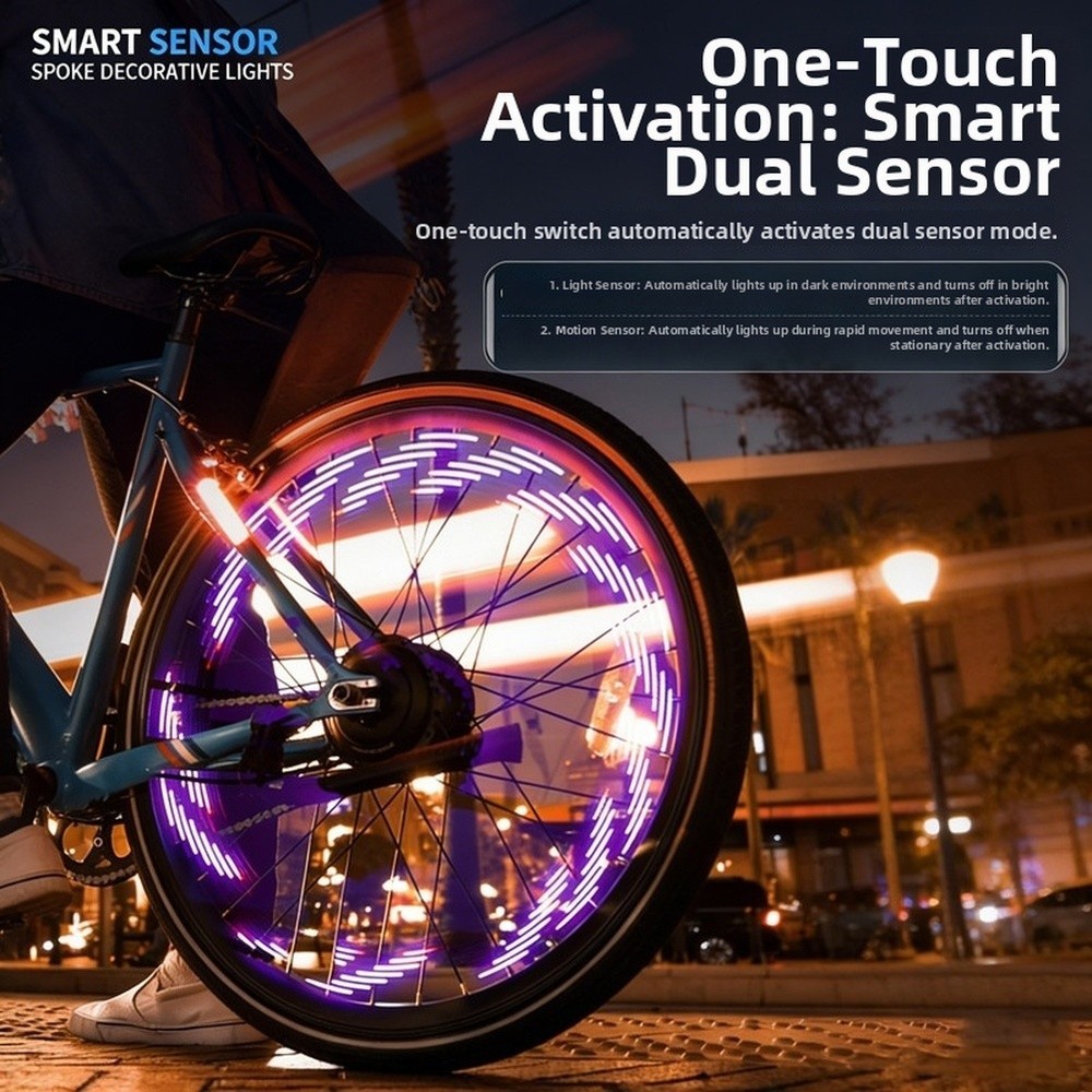 Motion Sensor LED Bicycle Wheel Lights Solar Powered Spoke Decorations Night