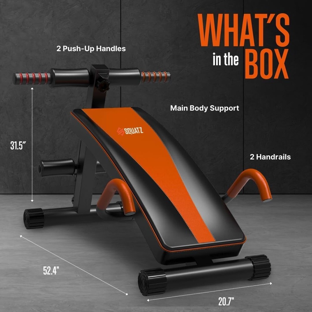 SQUATZ Decline Situp and Sit Up Bench for Abs: Abdominal Bench Core Muscles.