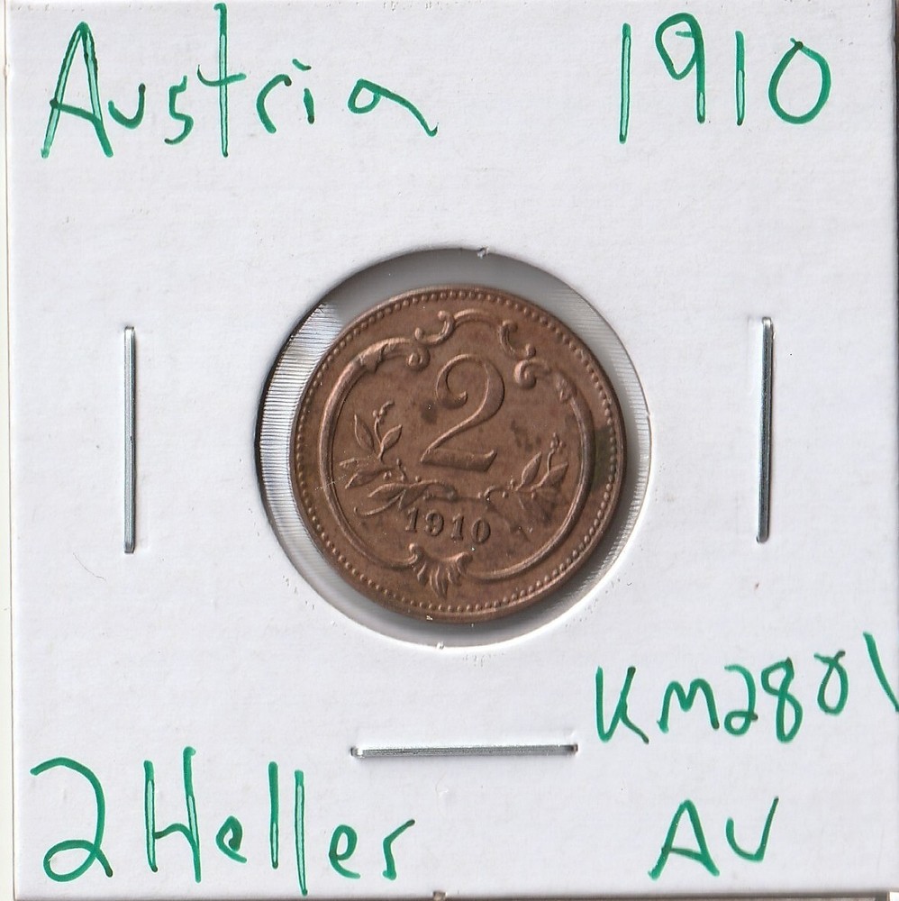 Coin Austria (Empire) 2 Heller 1910 KM2801
