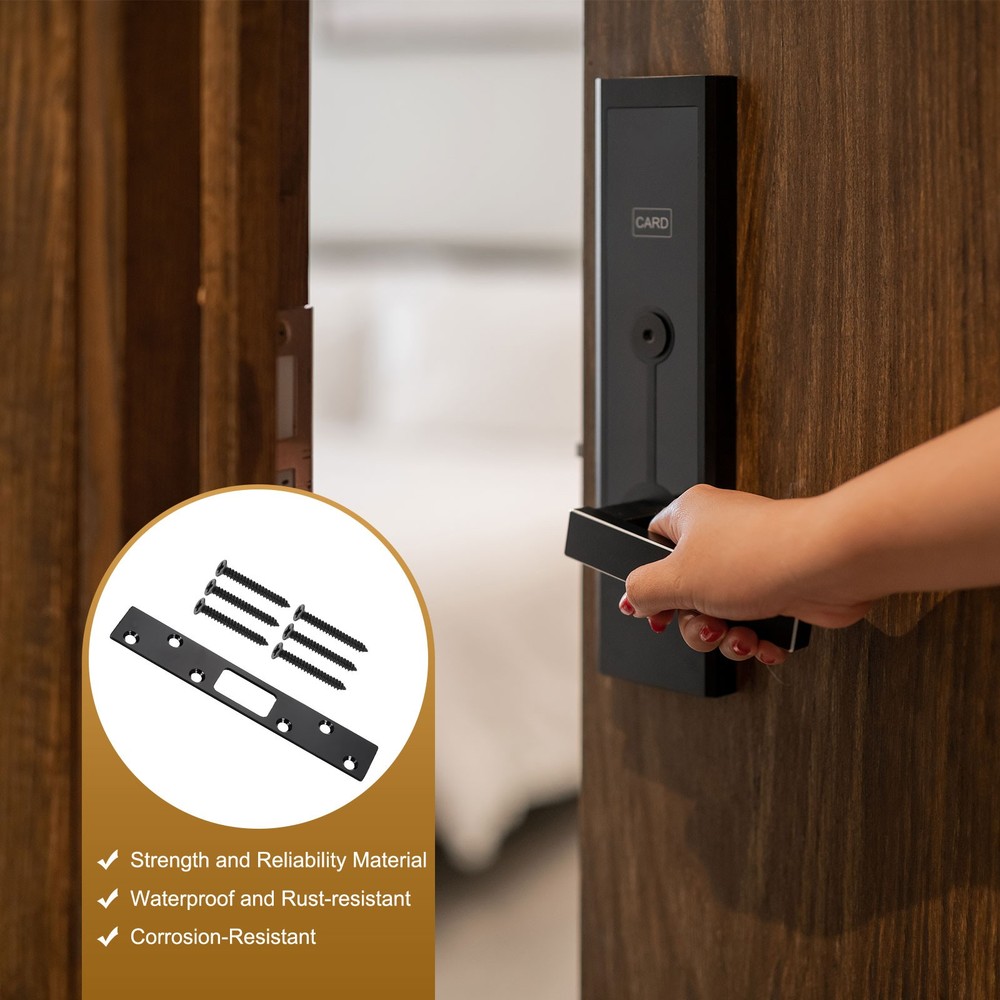 Door Strike Plate, 6 Inch Security Latch Strike (Black)