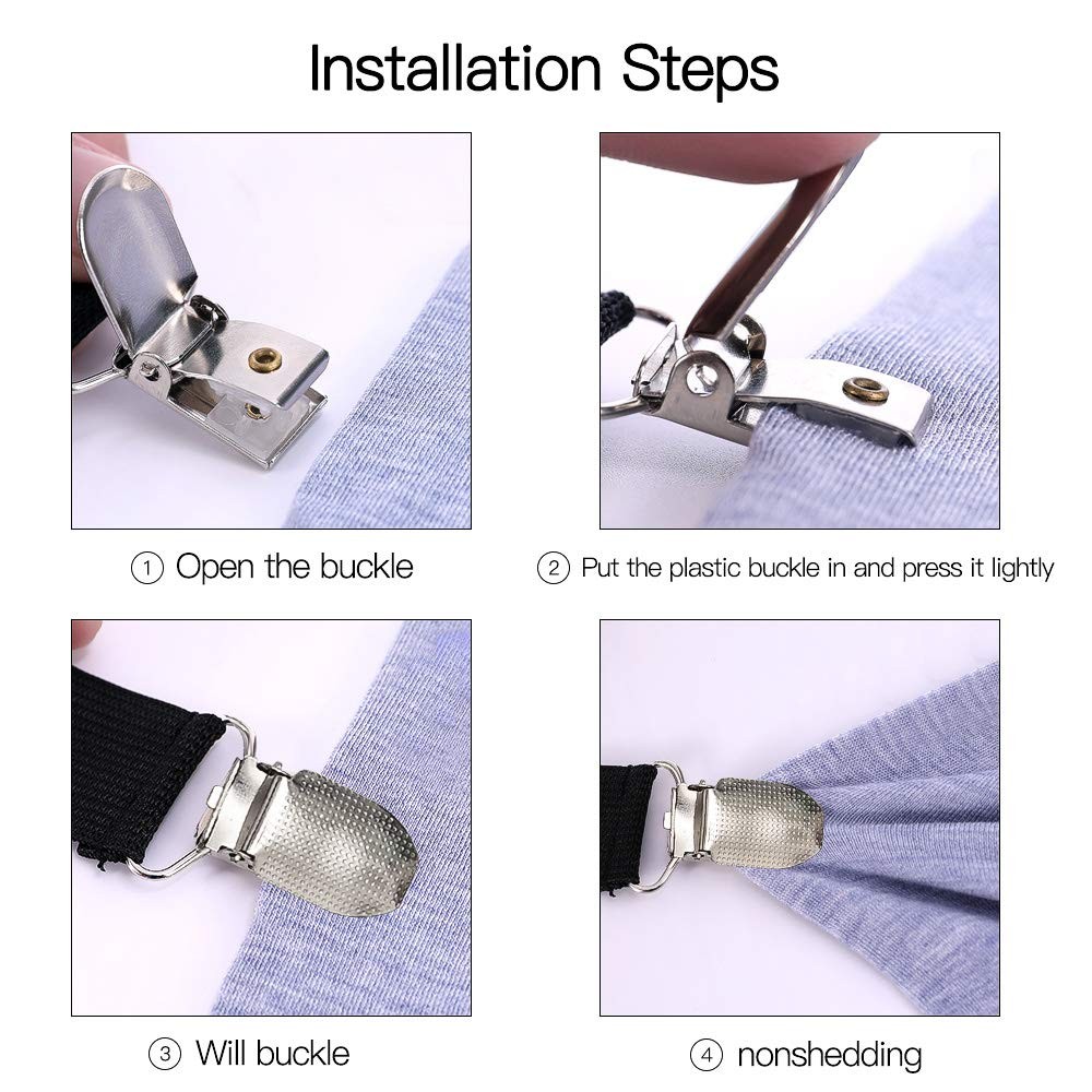 Adjustable Bed Sheet Clips, Sheet Fasteners Holder Straps and Suspender, Grip...