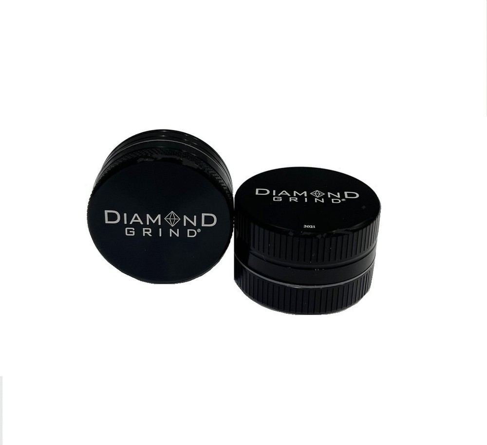 Diamond Grind 2 part Herb Grinder Black 1.5"