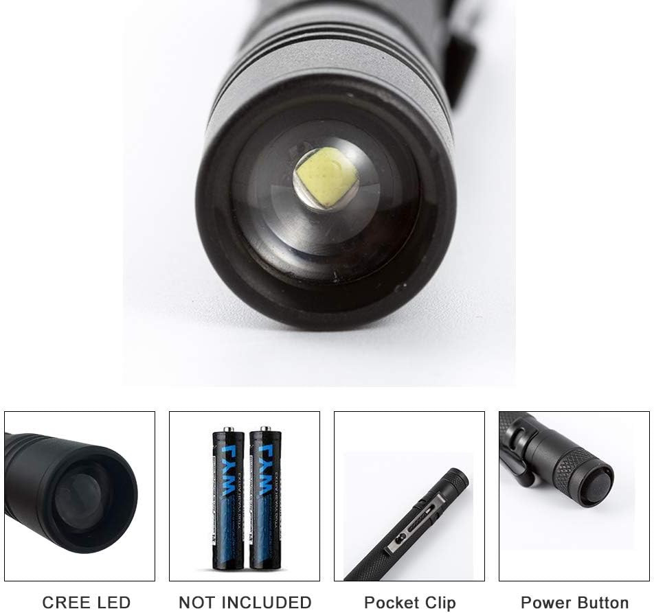 LED Pen Light Flashlight, 3 Modes Pocket Pen Flashlight with Adjustable Focus, P