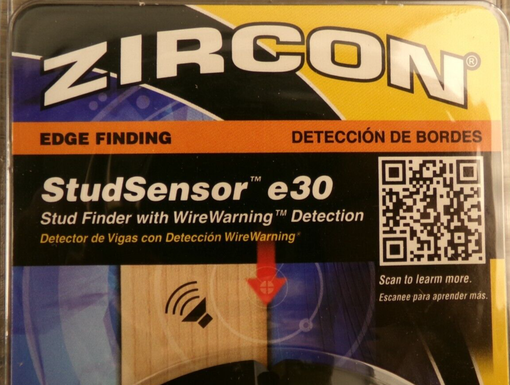 ZIRCON StudSensor e30, Stud Finder w/Wire Warning Detection, New A2