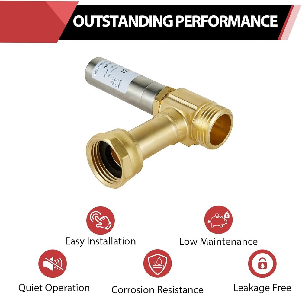 Laundry Water Hammer Arrestor 3/4" FHT x MHT Angle 2 Pack