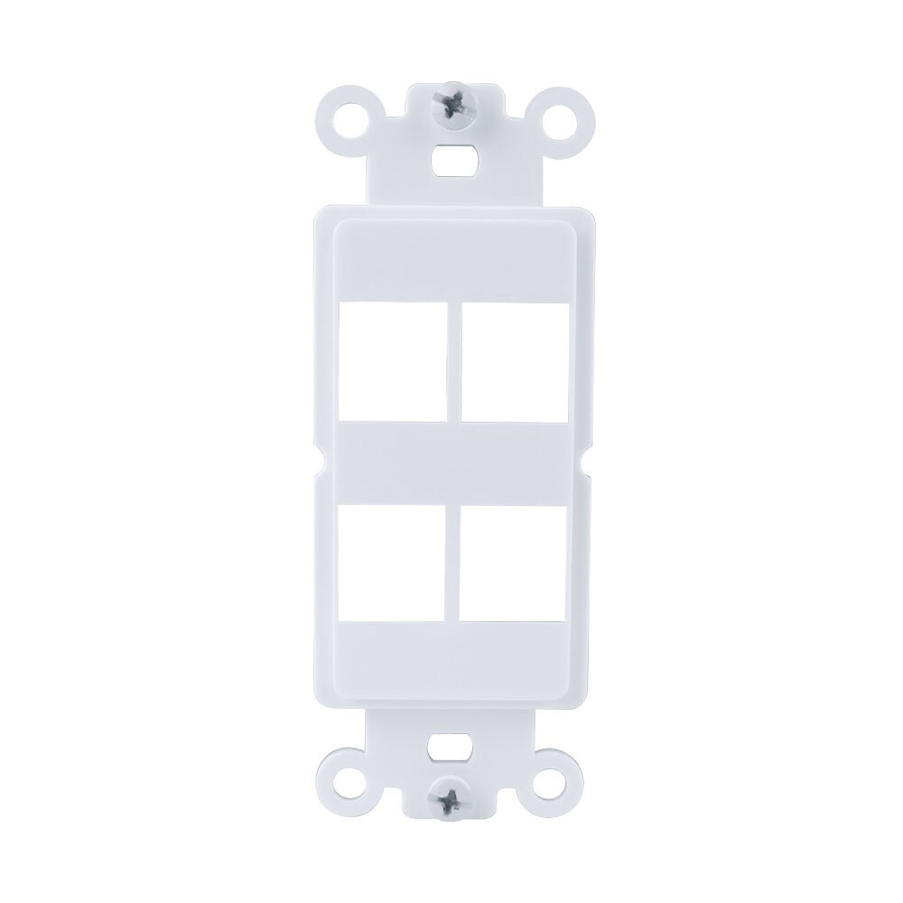 Construct Pro 4-Port Single Gang Keystone Decora Style Insert Strap (White)