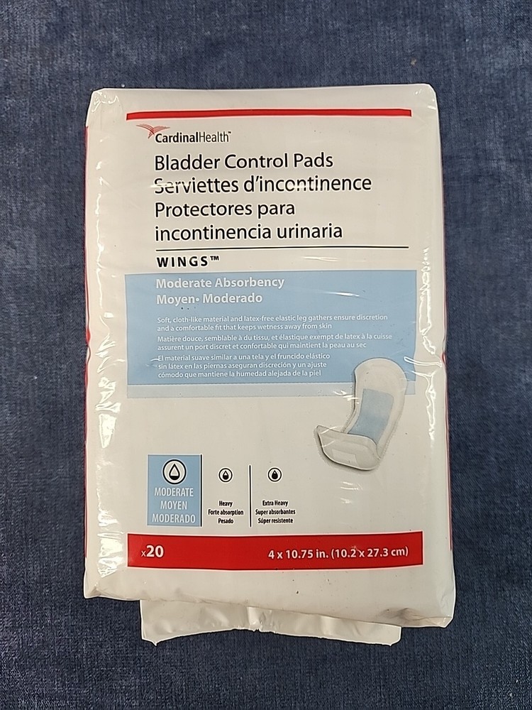 Bladder Control Pads Liner 20ct Pack 4''x10.75'' Moderate Absorbency Unisex u-5C