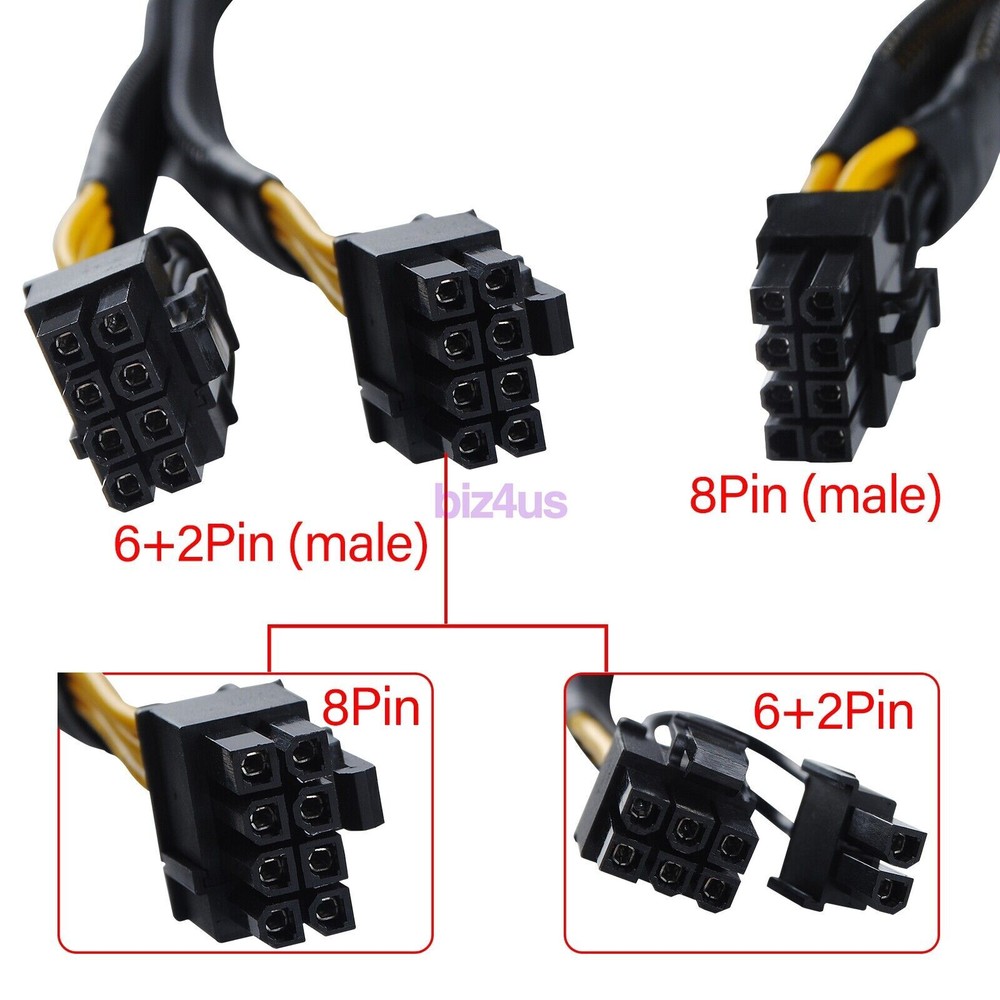 For Dell PowerEdge R7515 Rack Server 8 Pin to Dual 8 Pin GPU PCIE Power Cable