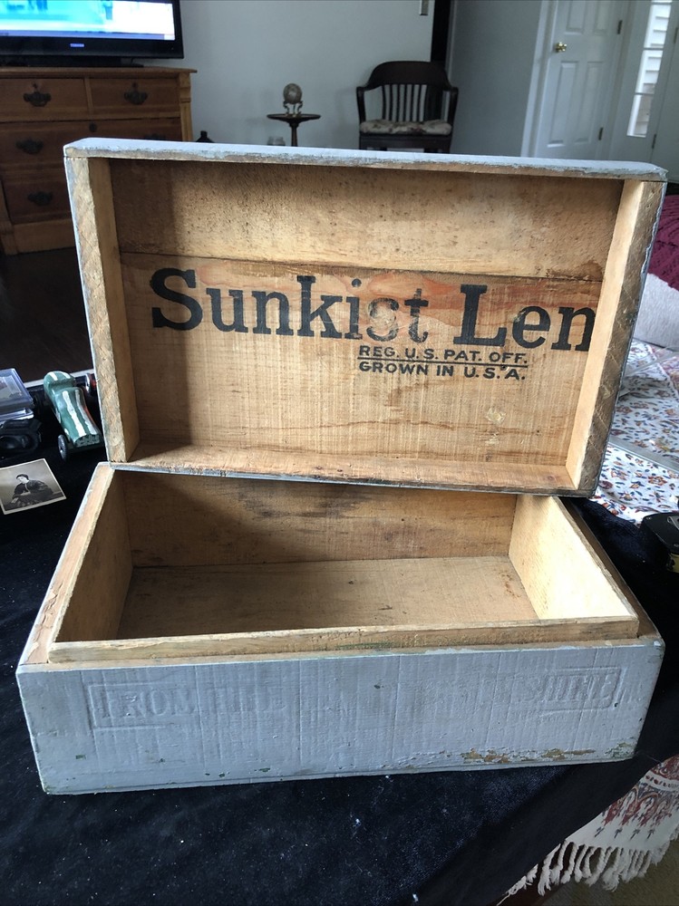 Vintage Handmade Wood Chest Tool Box Old Rustic Storage Sunkist Fruit Box