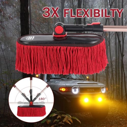 Car Duster Exterior Scratch Free with Extendable Handle,Wax Cuttingredduster2