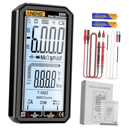 Digital Multimeter 6000 Counts Auto Ranging Voltmeter with LCD,Measures Ac/DC