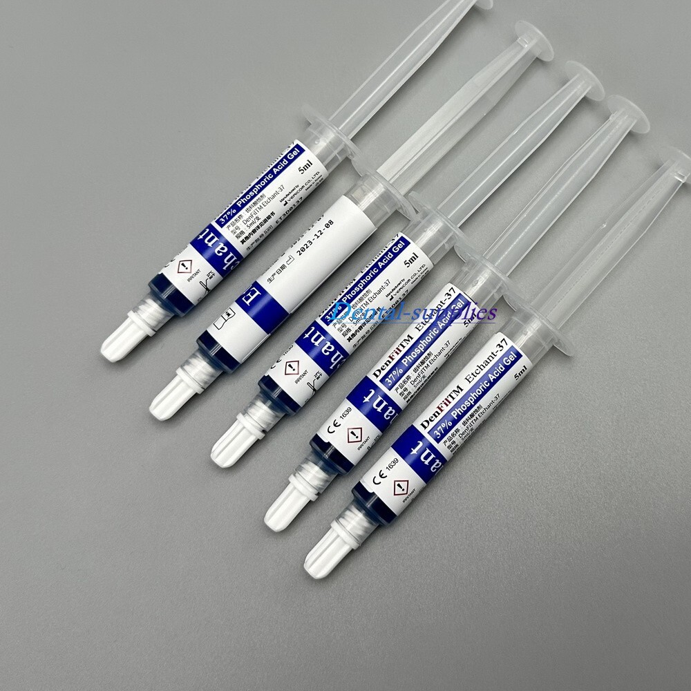 DenFil Etchant Dental 37% Phospharic Acid Etch Etching Gel Agent Syringe + Tips