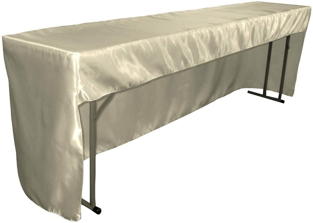 LA Linen Open Back Fitted Tablecloth, 72" x 18" x 30", Silver