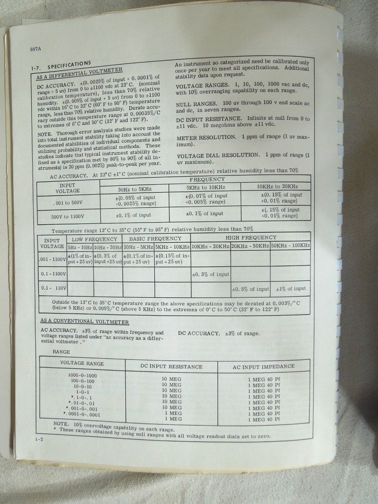 FLUKE 887A AC/DC DIFFERENTAL VOLTMETER