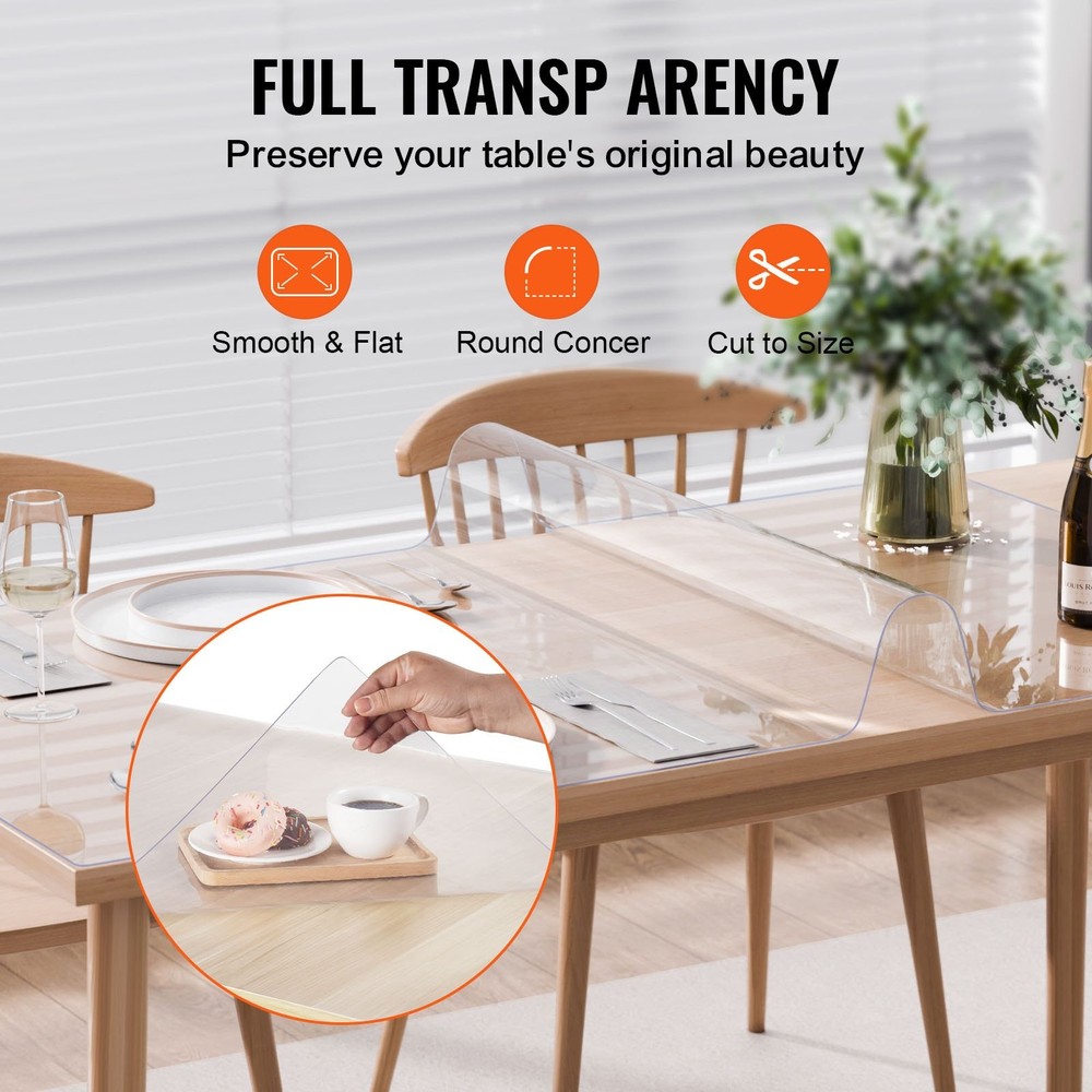 Plastic Table Cover 36 x 48 Inch 1.5 mm Thick Clear Table Protector Rectan