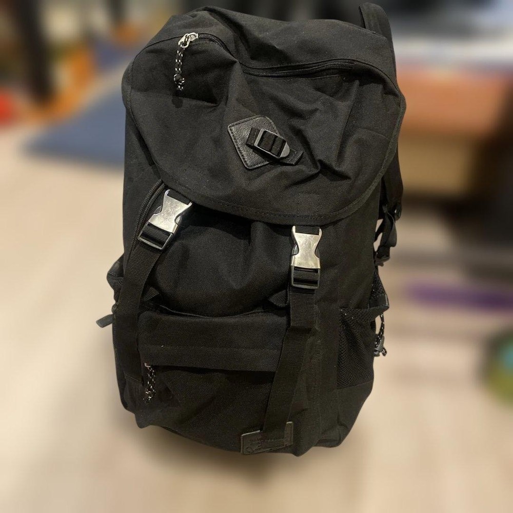 Black Canvas Roll Top Backpack From Japan