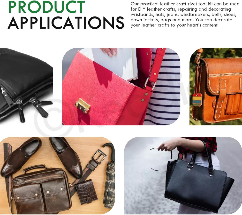 404Pcs 7mm Leather Rivets Assortment Set with Setting Tools, 10 Colors Double...