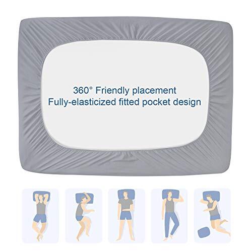 Waterproof Mattress Protector Cover Twin Size Deep Pocket Polyester Gray