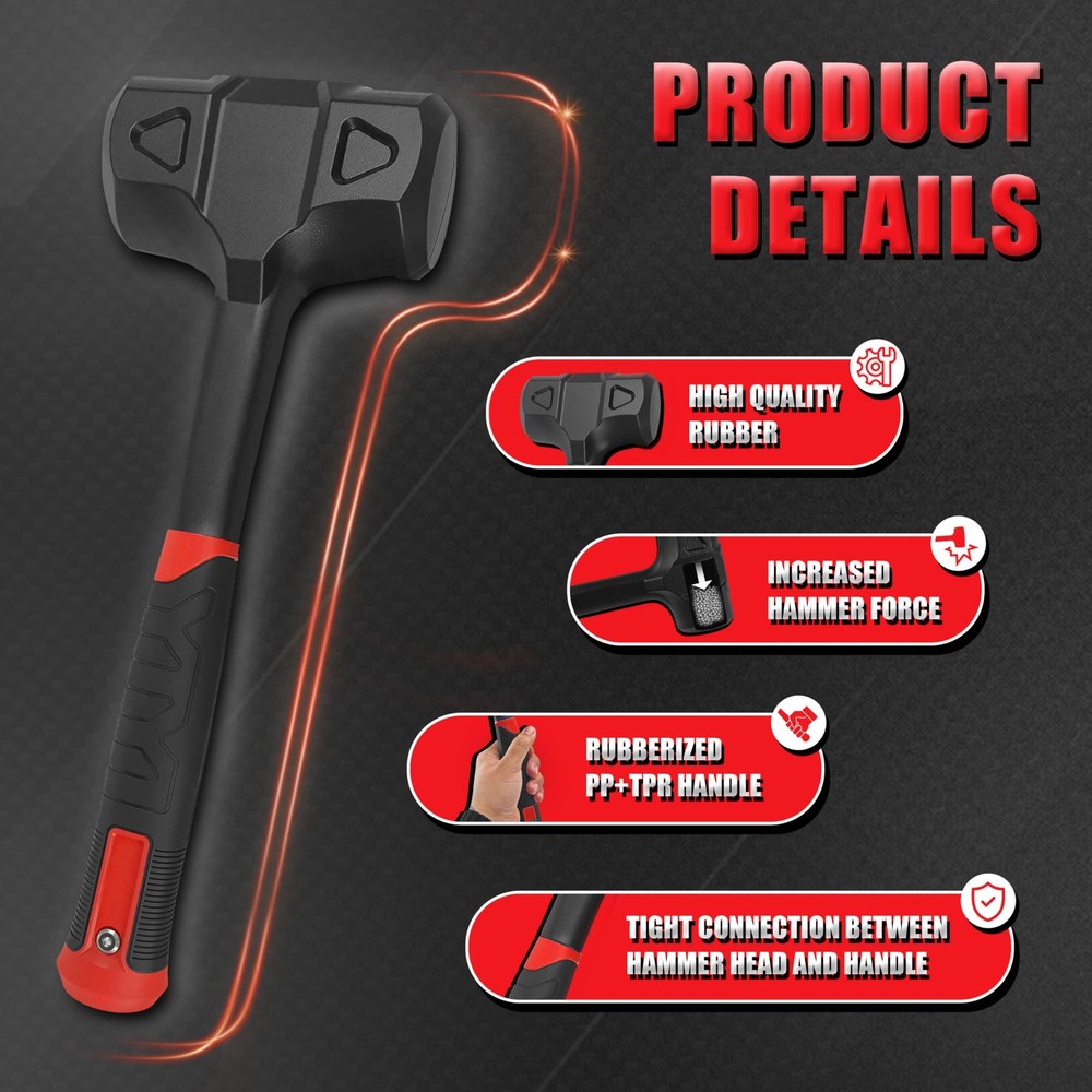 YIYITOOLS 3-Piece Dead Blow Hammer Set, Black