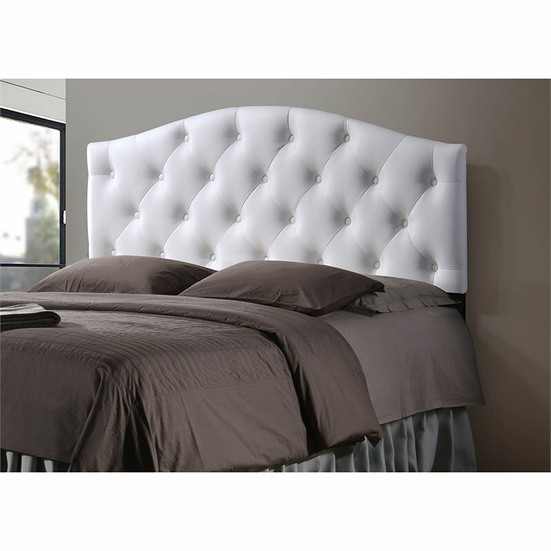 Baxton Studio Myra Faux Leather Tufted Queen Panel Headboard in White